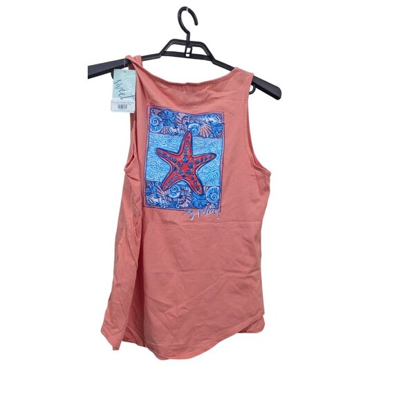 MG Palmer Apparel womens XL tank top peach starfish beach  NWT wish upon a star - Picture 1 of 8